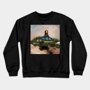 Awesome turtle with dolphin Crewneck Sweatshirt